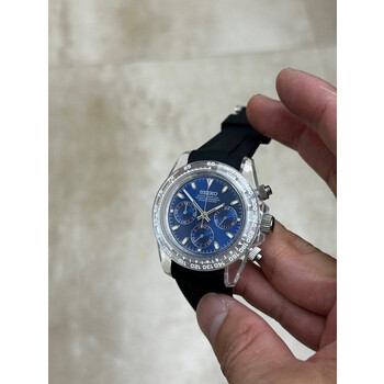 Custom Seiko Mod •  Plastic Clear Blue • 39.5mm